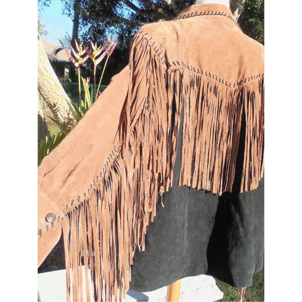 Vintage BOB MACKIE Suede Fringe western boho Jacket - Picture 5 of 16